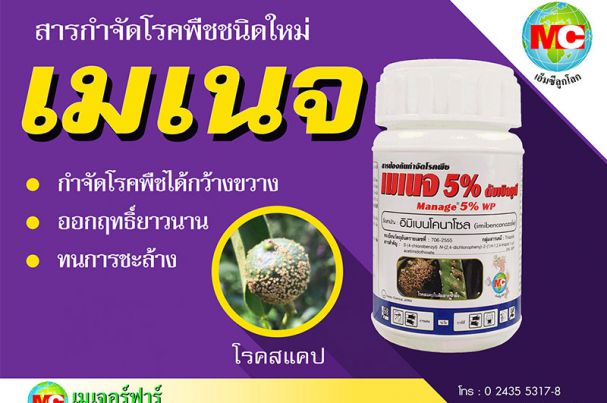 "เมเนจ" สารป้องกันกำจัดโรคพืช ออกฤทธิ์นาน ทนการชะล้าง